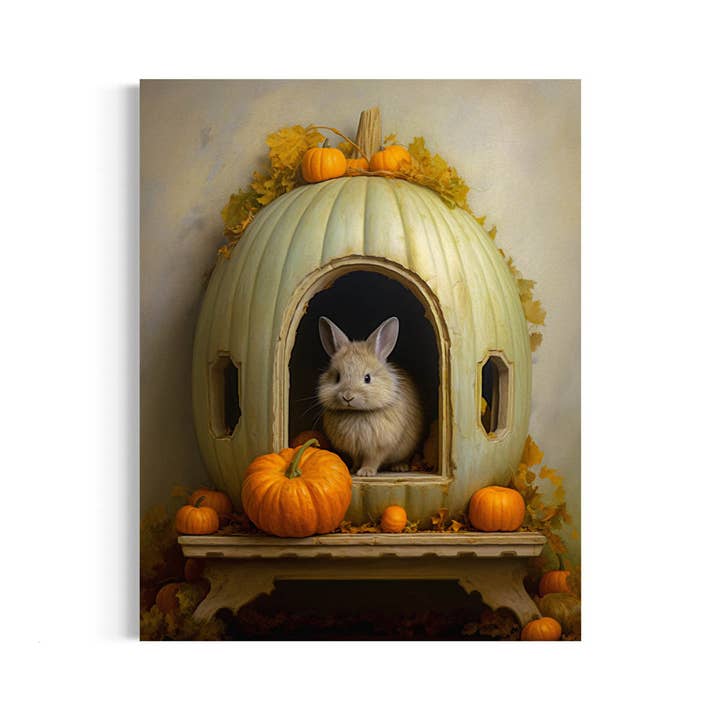 Salty Alyce - Venta al por mayor Ilustración - Decoración de pared con forma de calabaza blanca Rabbit House 35AS