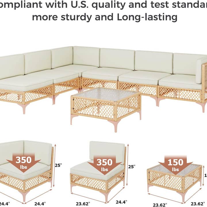 ShipItFurniture - Wholesale Patio Set - 7 Piece Outdoor Wicker Sectional Set With Tempered Glass1