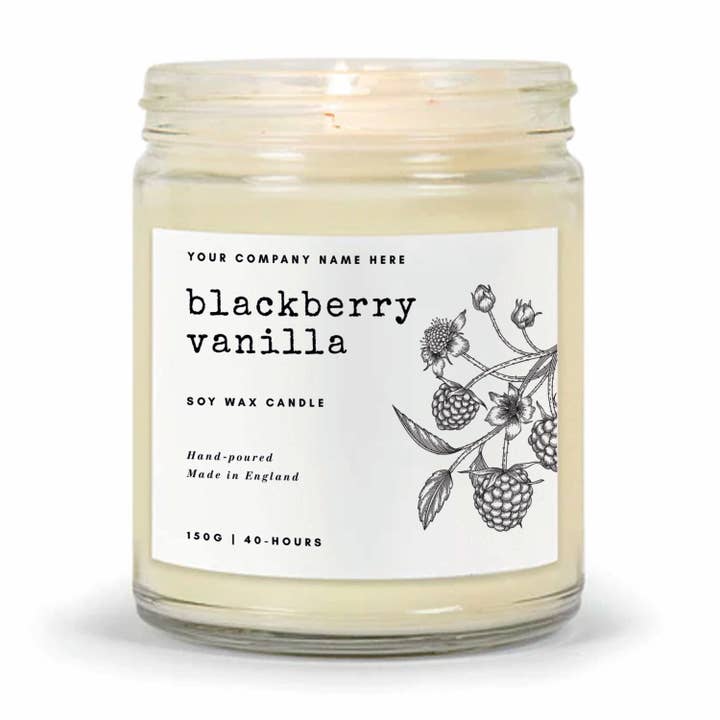 Candle Drop - Wholesale Jar/Filled Candle - Label Style 7 | Wholesale White Label Soy Candle | Clear Jar