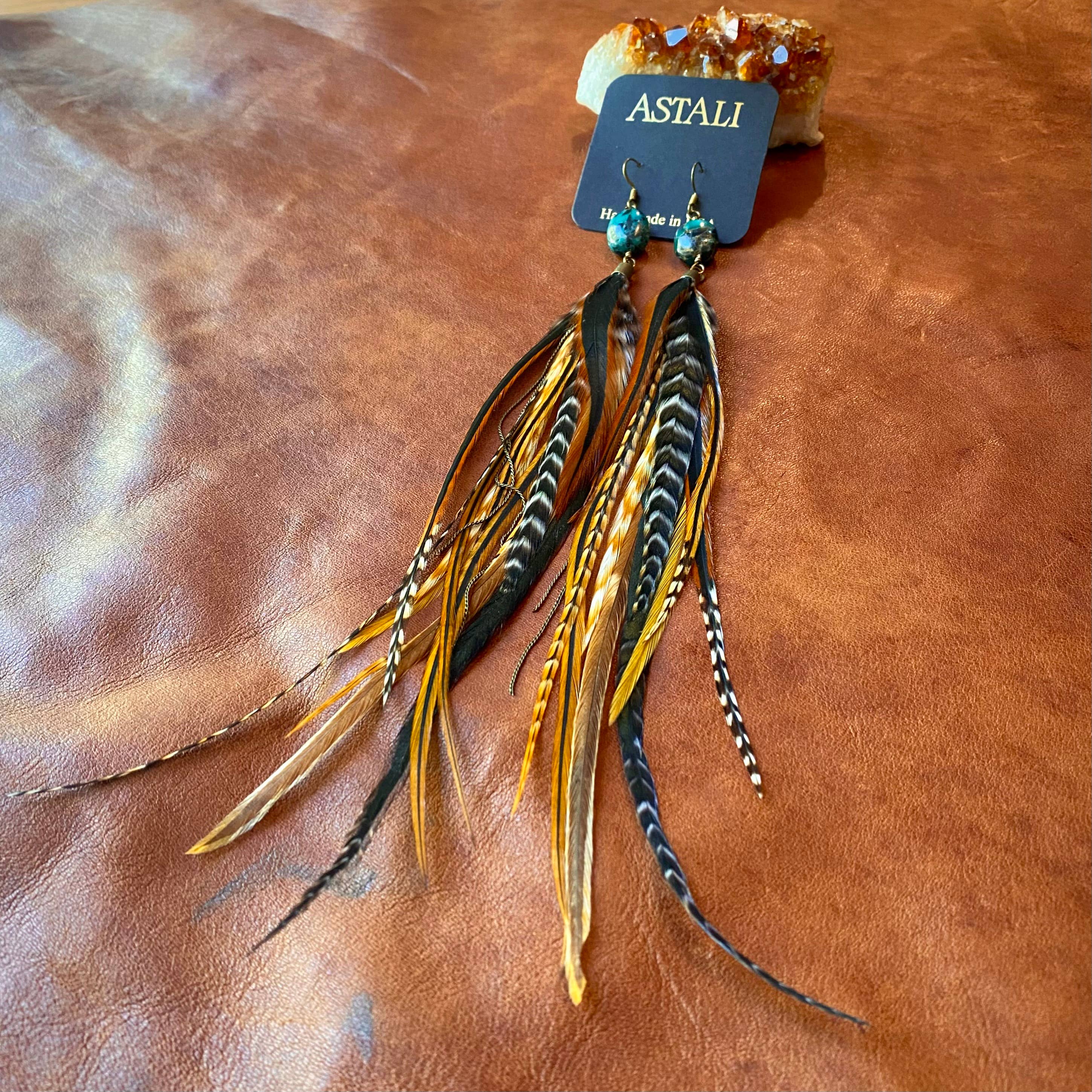 ASTALI - Wholesale Tassel Earrings - Turquoise & Long Feather Earrings - Cree Mix, Boho Western5