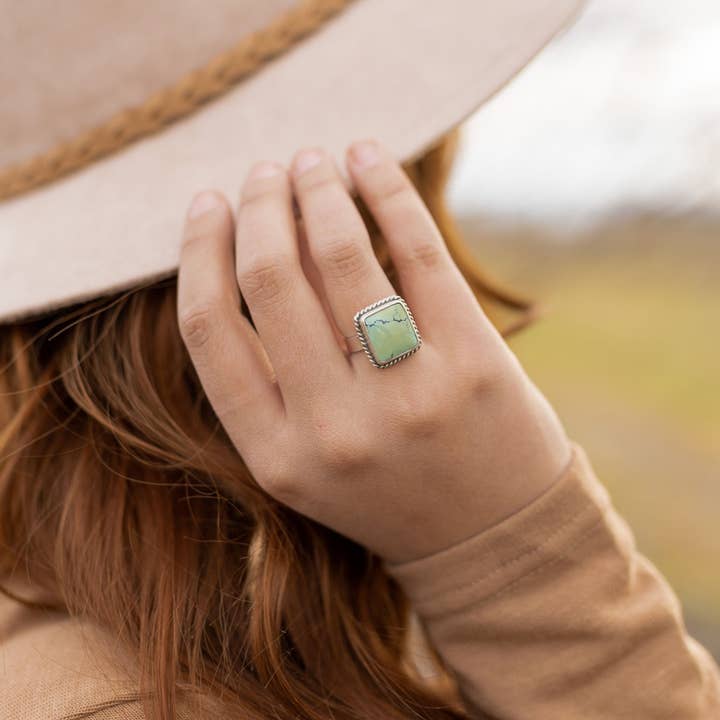 Rektangel Turkos Ring - Storlek 6 för wholesale av Indie Rae
