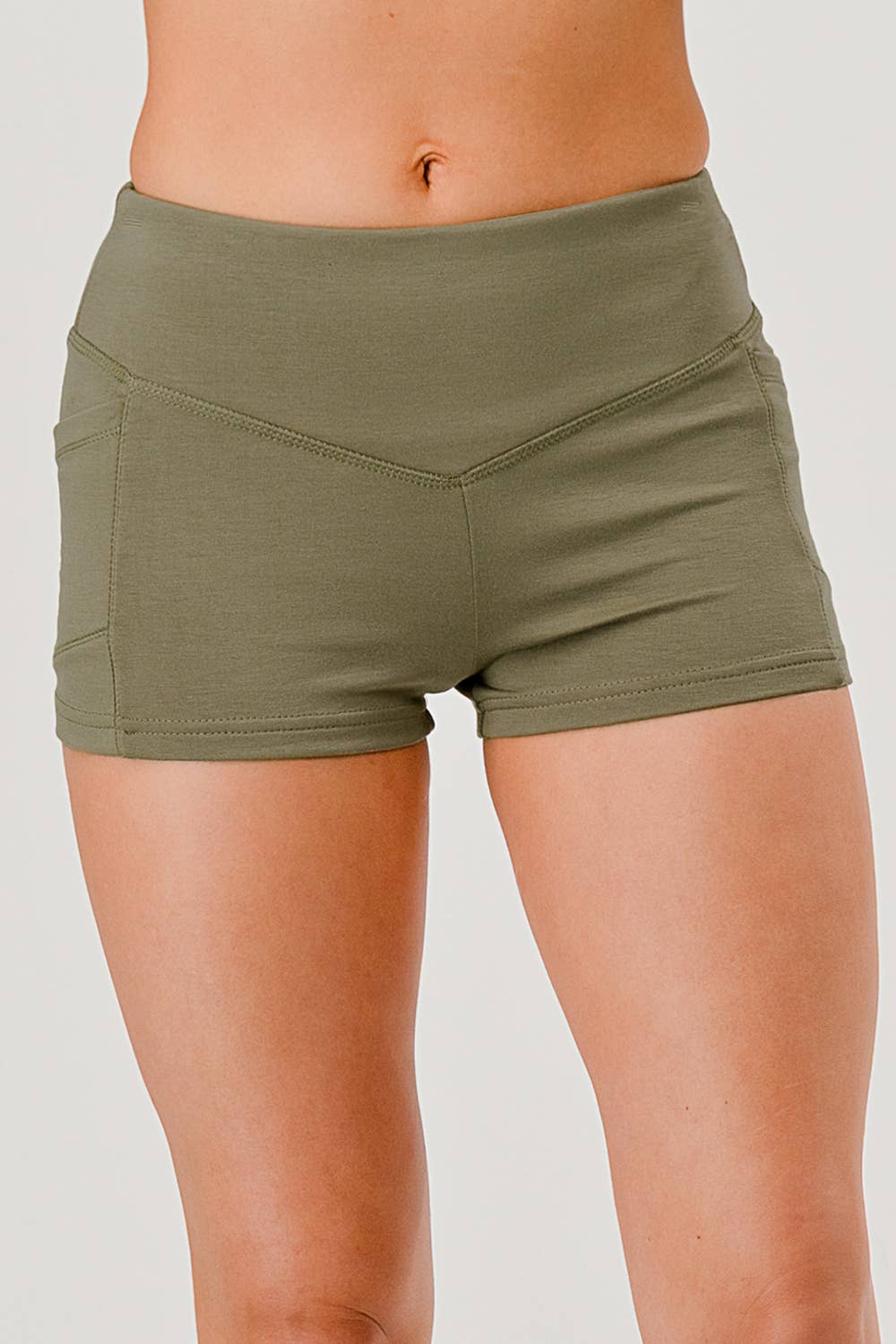 REDFINCH APPAREL INC - Wholesale Athletic Shorts - Women's - Womens V-Waist Biker Shorts With Side Pockets 15