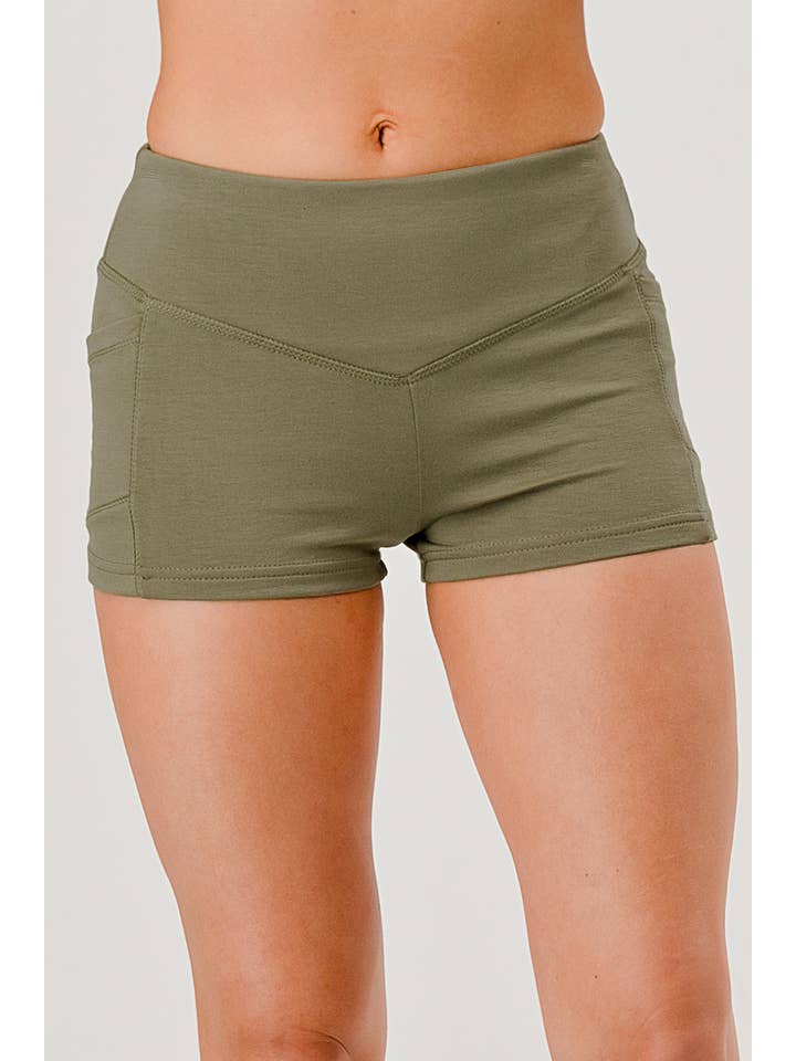 REDFINCH APPAREL INC - Wholesale Athletic Shorts - Women's - Womens V-Waist Biker Shorts With Side Pockets 15