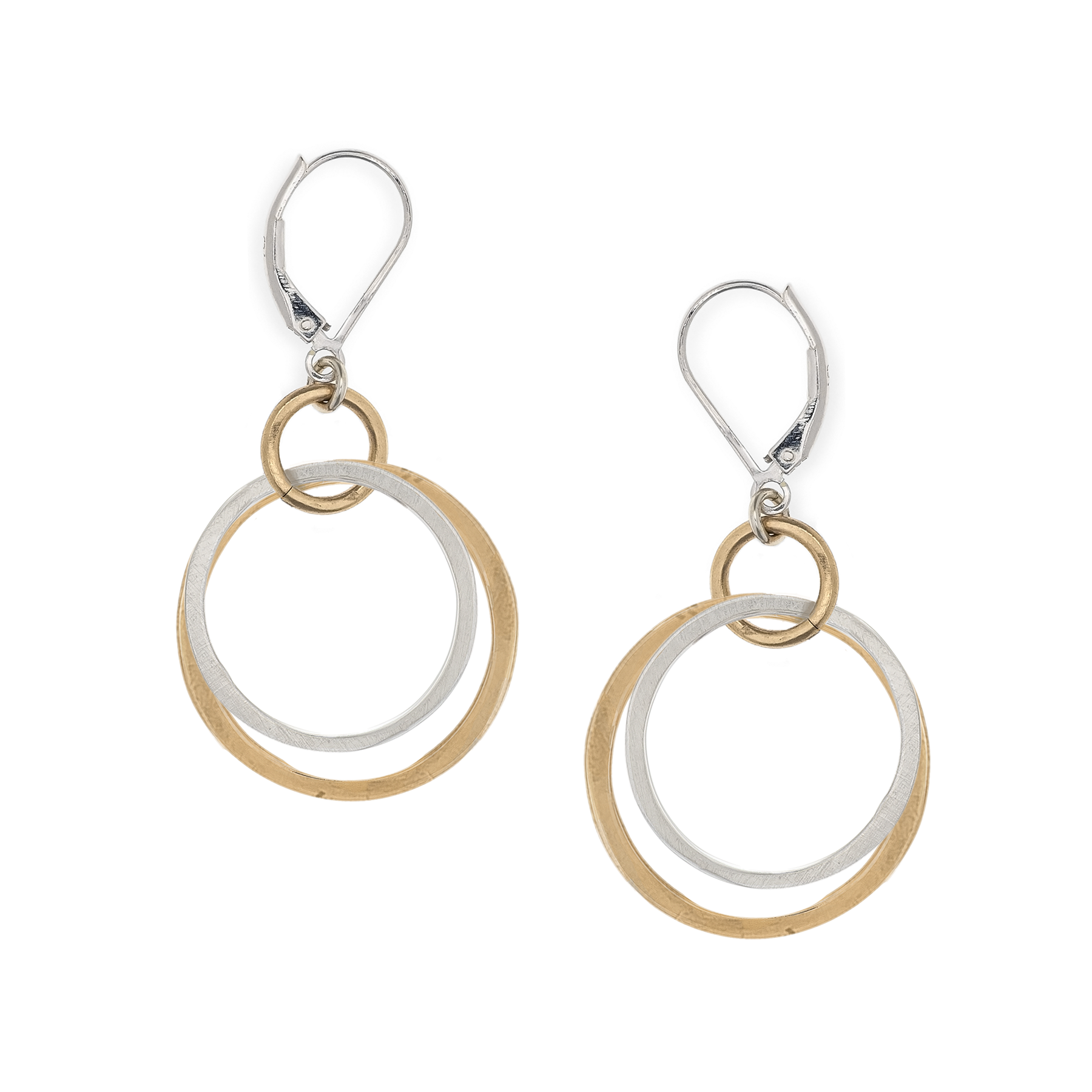 Freshie & Zero - Wholesale Dangle Earrings - Glam Earrings hammered gold filled & sterling silver circles0
