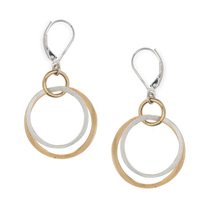 Freshie & Zero - Wholesale Dangle Earrings - Glam Earrings hammered gold filled & sterling silver circles0