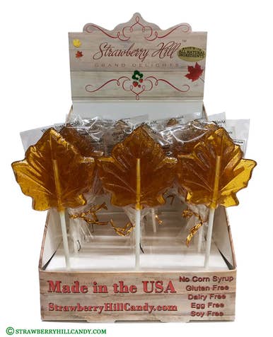 Strawberry Hill Grand Delights - Venta al por mayor Piruletas - Paletas Jumbo en forma de hoja de arce con jarabe real de Vermont1