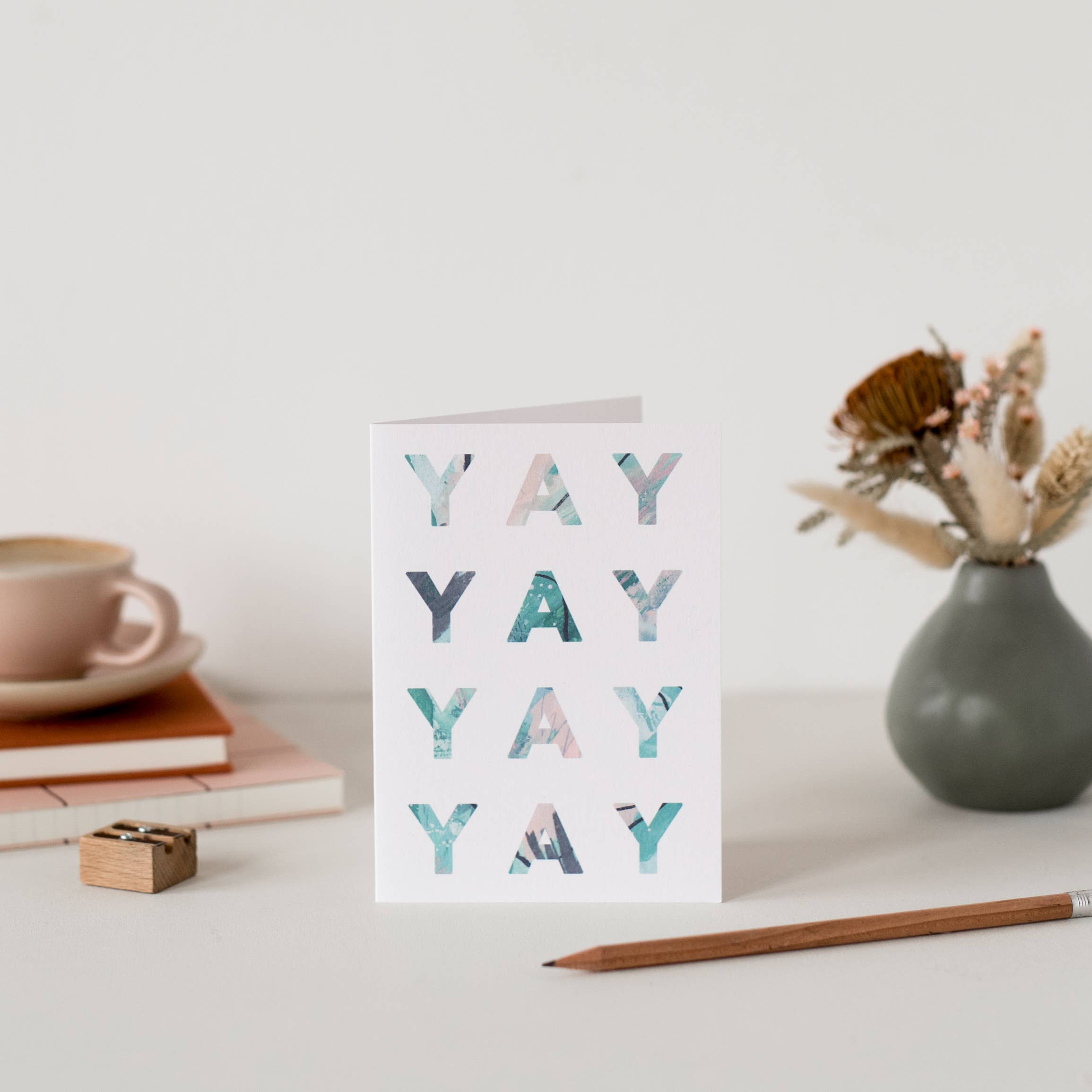 Joy Jen Studio - Wholesale Everyday Greeting Card - Yay Green Peach Celebration Card1