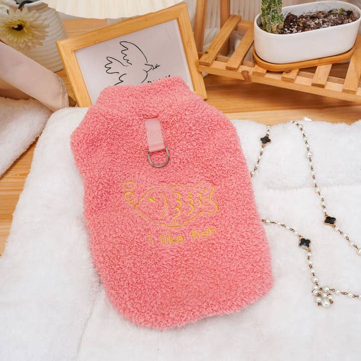 PAWPAWwholesale - Wholesale Pet Shirt - Dog - Soft Plush Pet Shirt – Fish Embroidery Design_CWMM73381