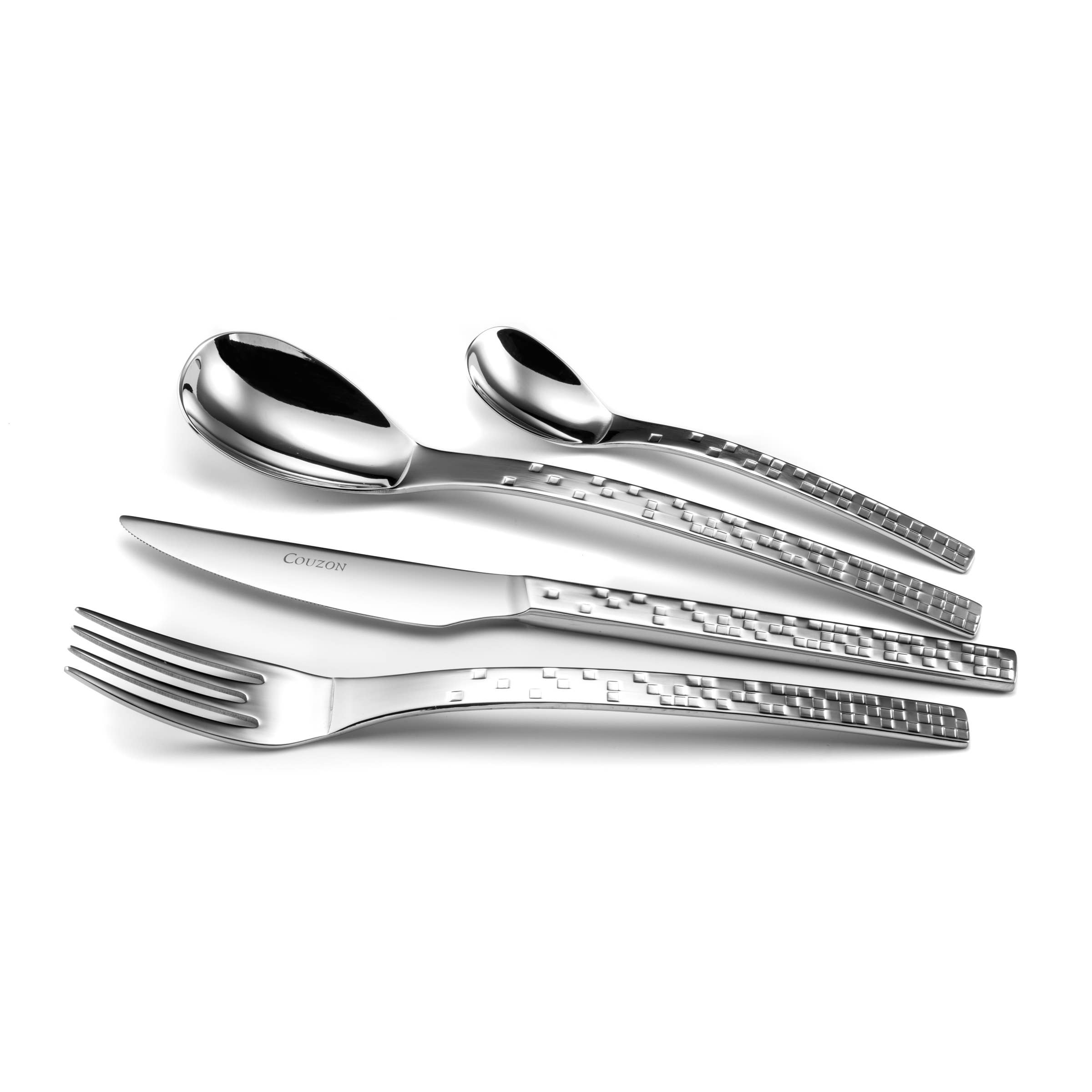 Hammered stainless steel PIX'ELLE 3D Table Cutlery - Couzon for wholesale on Faire1