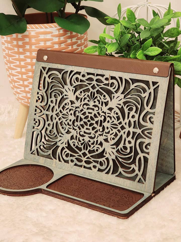 Gorgeous Book Valet with cup-glass holder for wholesale by Treehouse Crafts