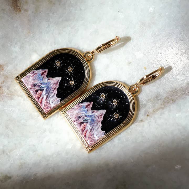 Lassoed Moon - Wholesale Huggie Earrings - Lil Night Court Enamel Huggies0