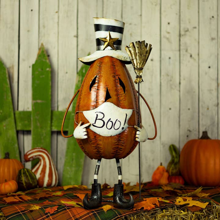 Zaer Ltd. International - Wholesale Decorative Figurine - 27.5" Tall Top Hat Jack-O-Lantern with Face Mask0