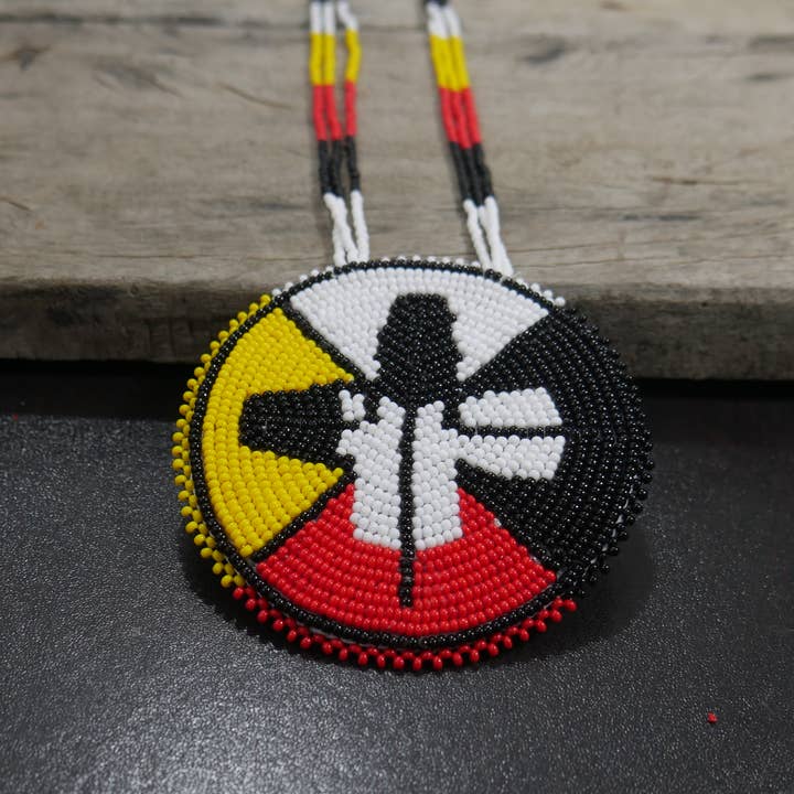 KANGURAH - Wholesale Pendant/Charm Necklace - Native American Style Beaded medallions 4 Direction Feather