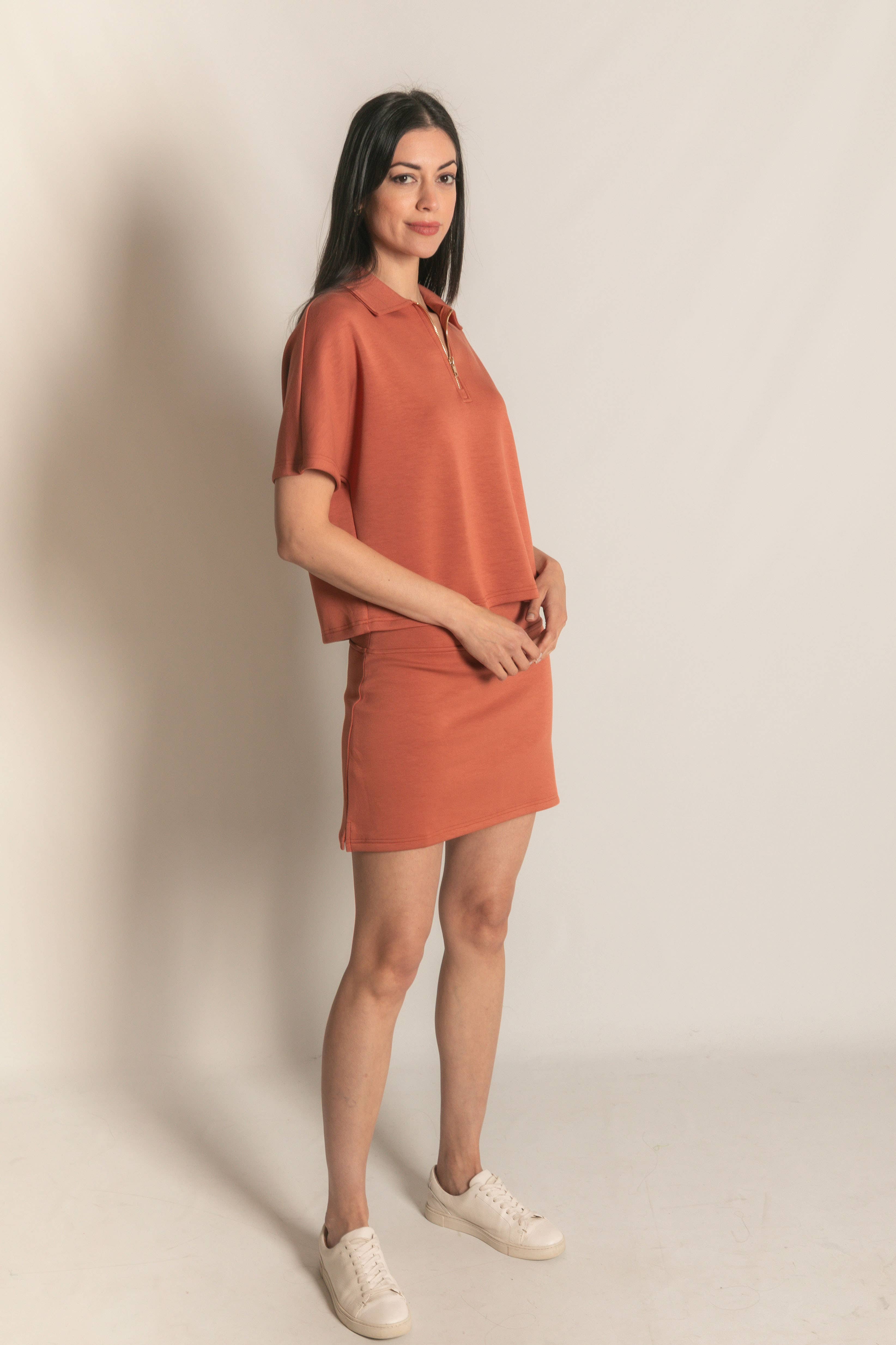 P. CILL - Wholesale Knit Top - Women's - P. CILL Butter Modal Short Sleeve Quarter Zip Top71