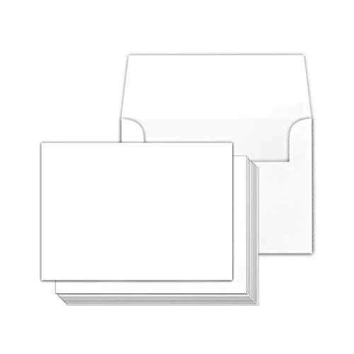 Fine Cardstock - Wholesale Stationery/Notecard Set - White Blank 5 x 7” Card Stock Thick Paper – Blank Postcards and Index Flash Note Cardstock (100 Cards with Envelopes)