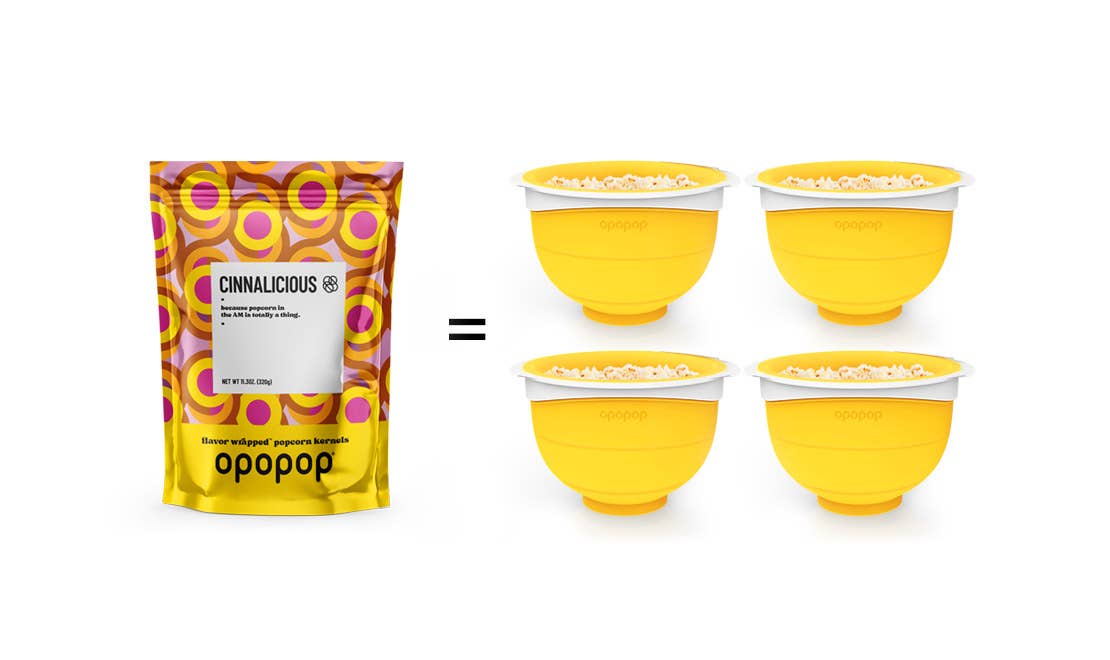 Opopop, Inc. - Wholesale Popcorn Kernels - Cinnalicious 320g Big Bags Popcorn Kernels Restock1