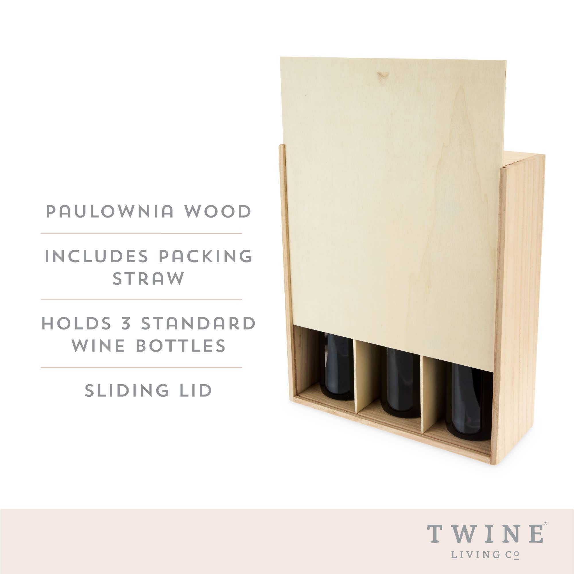Twine - Wholesale Wine Gift Bag - 3 Bottle Wood Wine Gift Box2