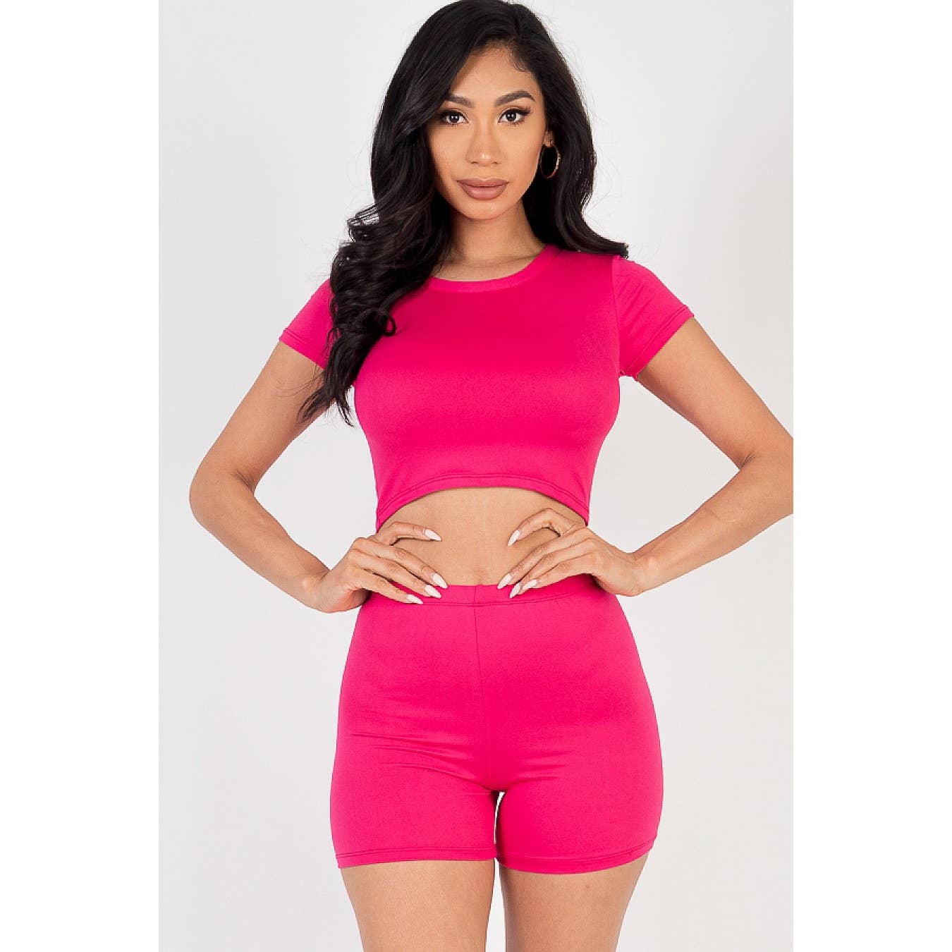 Timeless - Wholesale Lounge Set - Women's - Short Sleeve Crop Top and Shorts Set1