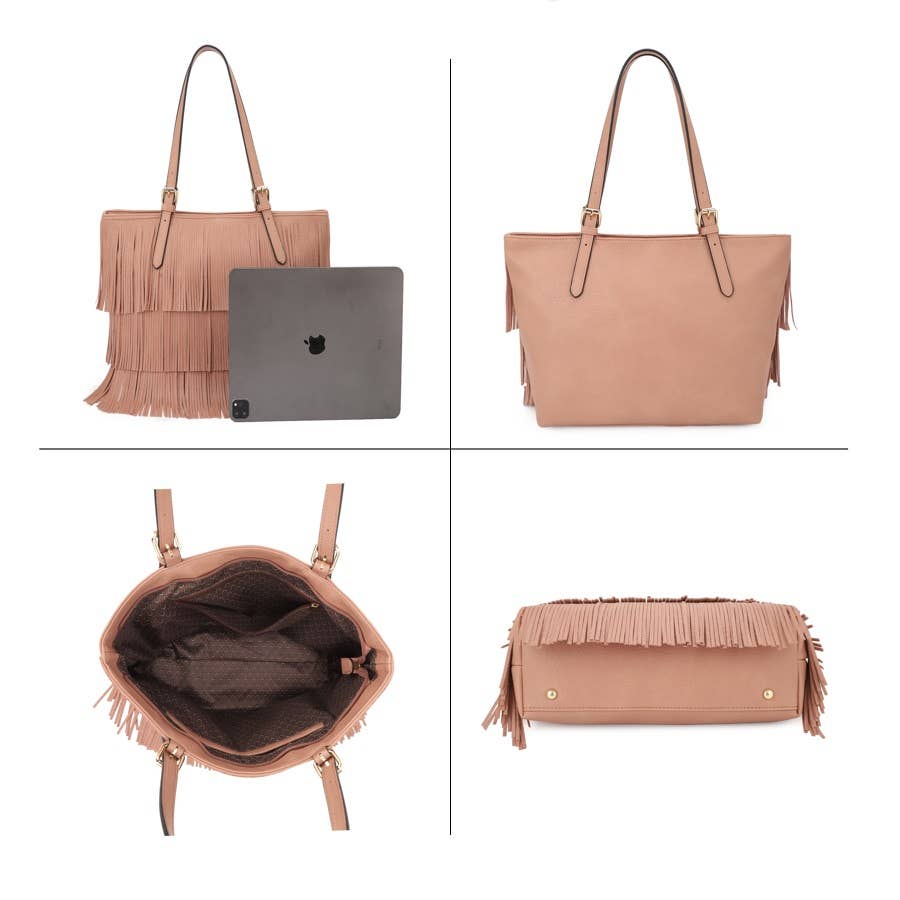 KAYLA+AVA - Vente Tote bag – femme - Sac fourre-tout Connie Fringe, fourre-tout décontracté de style bohème occidental8