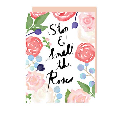 Little Love Press - Wholesale Stationery/Notecard Set - Stop and Smell the Roses Folded Note Card FNC124