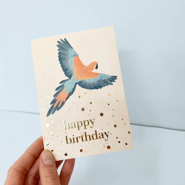 Goldfolien-Karte Papagei für den Großhandel von Goed Blauw