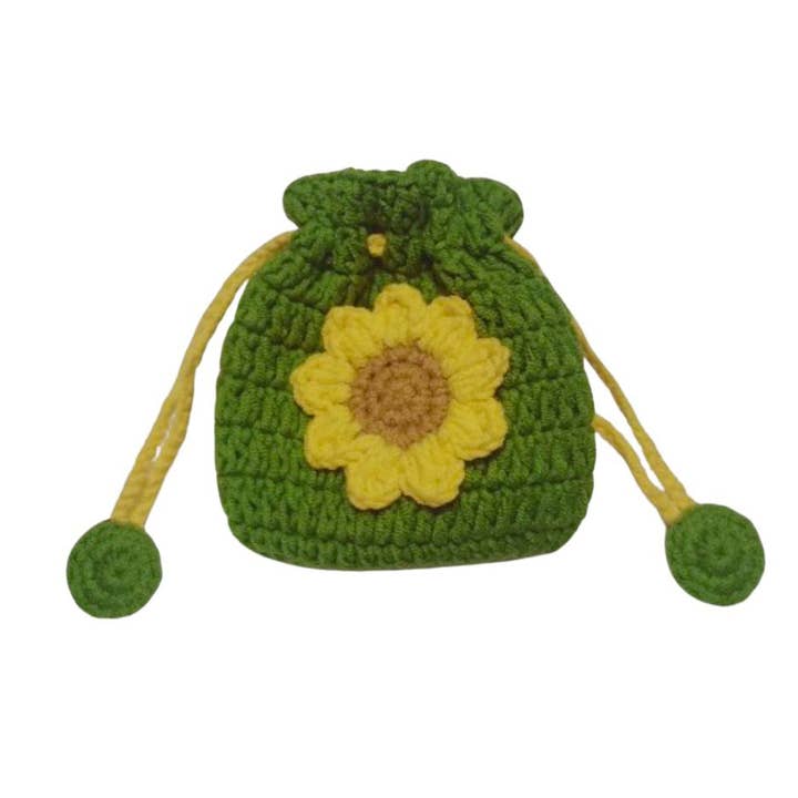 Mini-Geldbörse mit Sonnenblumenmuster und Kordelzug für den Großhandel von My Healing Bracelet