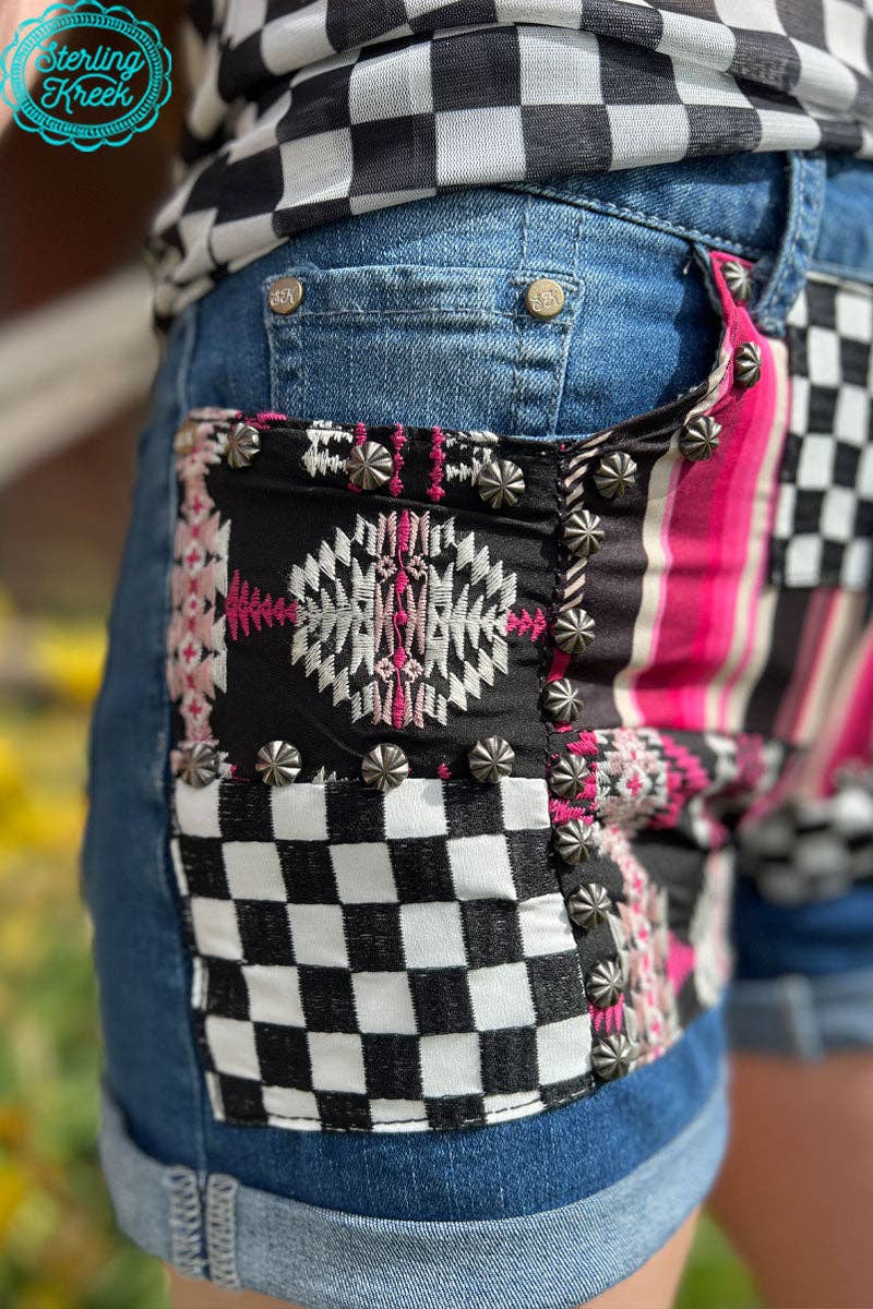 Sterling Kreek - Wholesale Shorts - Women's - Patched Up Shorts - Checked1