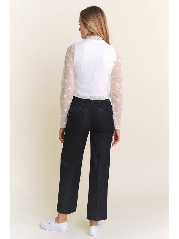 JADE BY JANE - Wholesale Knit Top - Women's - LONG SLEEVE RIBBON SHAPED MOCK NECK LACE TOP
