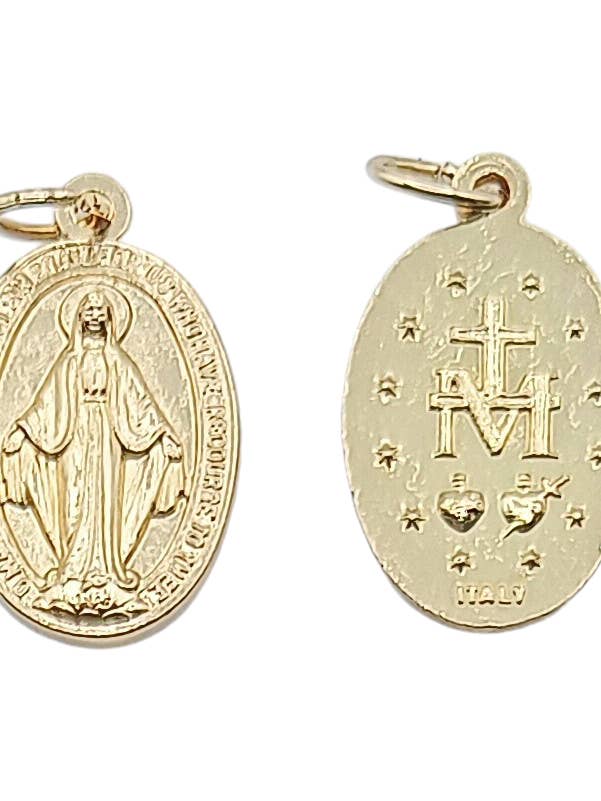 Medals of the Miraculous Virgin in golden metal for wholesale by Costa Articoli Religiosi