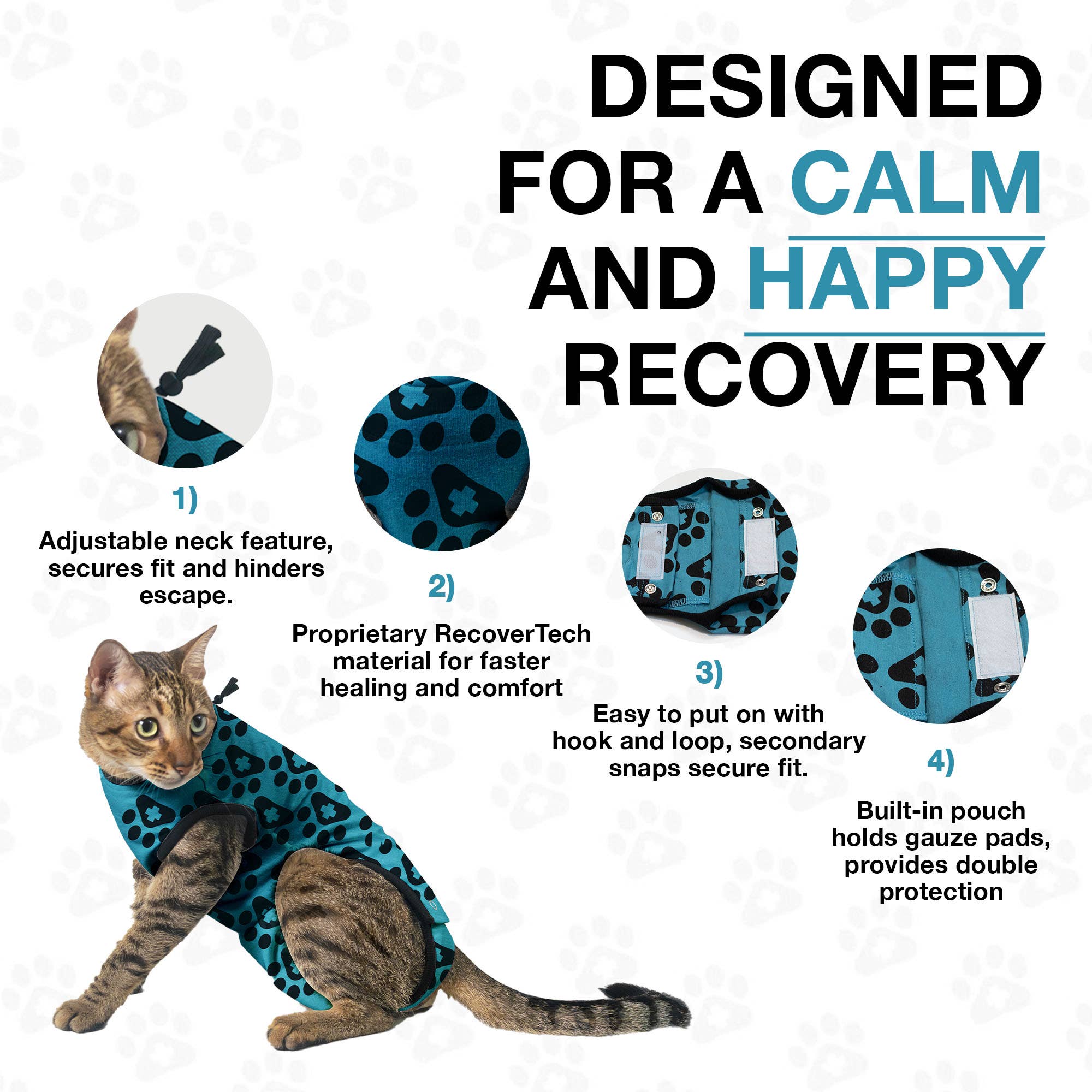 bleu Combinaison de récupération pour chat BellyGuard - Patte bleue en vente sur Faire4