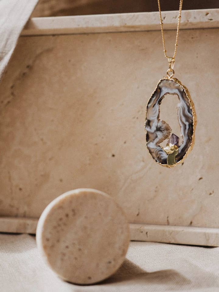 Collier en pierre d'agate pour la vente par PHOEBE´S