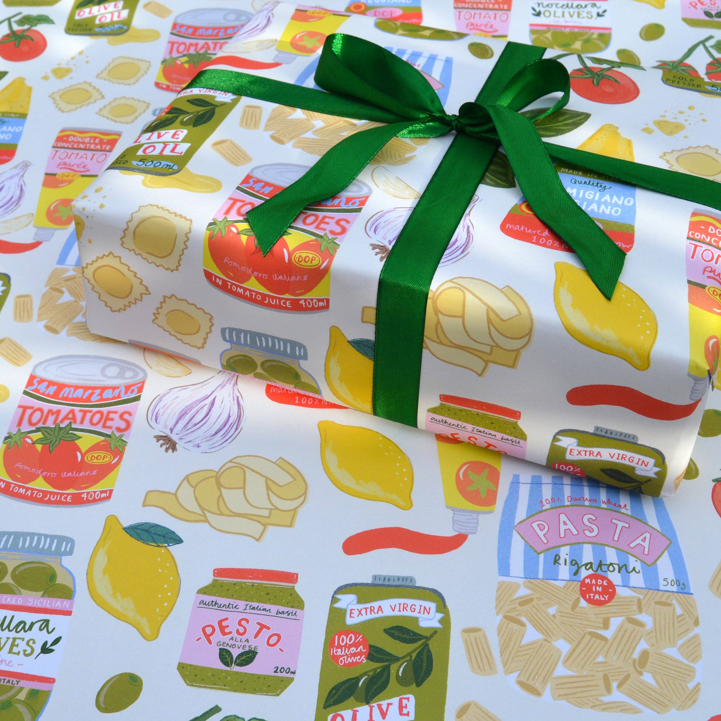 Laura Barnes Wholesale Ltd – wholesale Flat wrap – Italian Ingredients Wrapping Paper1