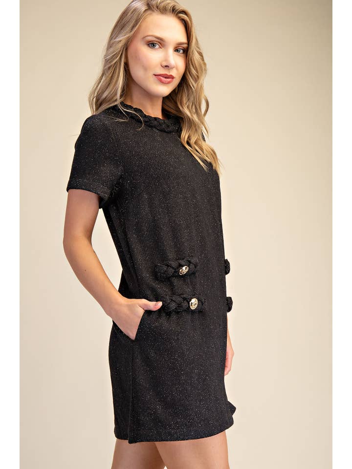 Glam - Wholesale Dress - Women's - Round Neck Twist Trim Mini Dress8