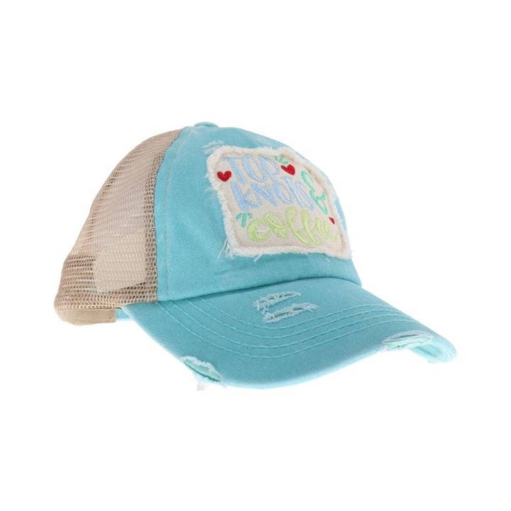 Madeline Love - Wholesale Ponytail cap – Women’s - Top Knots and Coffee Patch C.C High Pony Criss Cross Ball Cap1