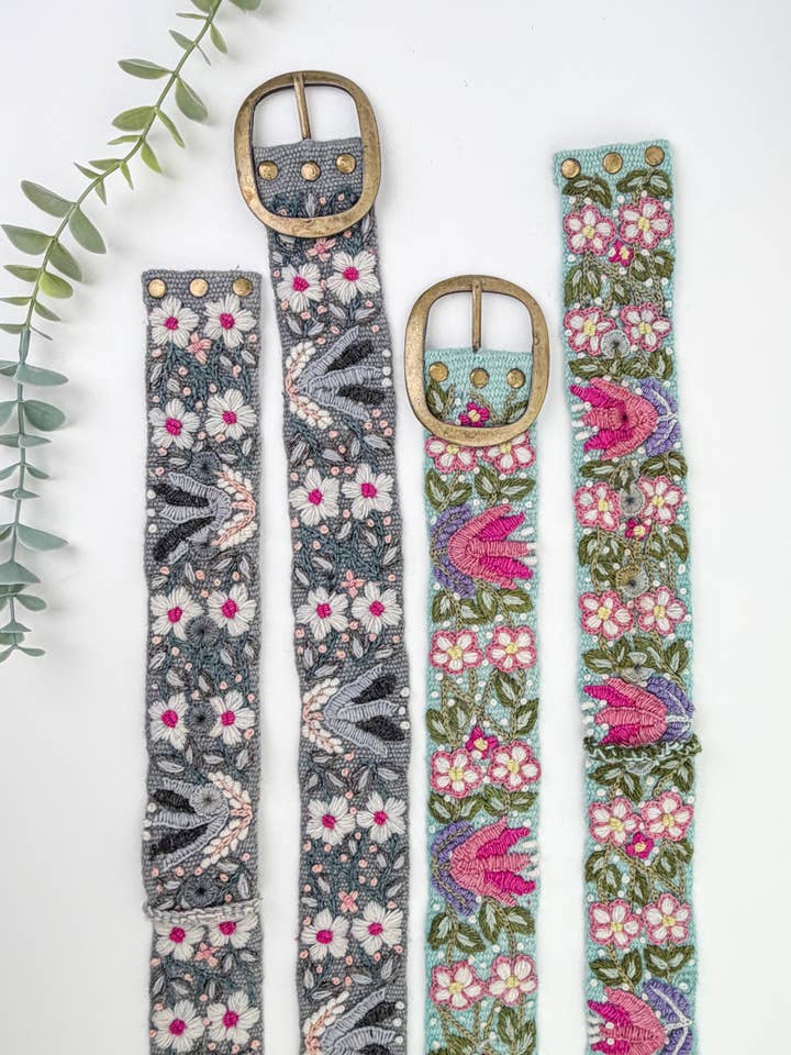 Lilypond Wide Embroidered Belt for wholesale by Artesana Love