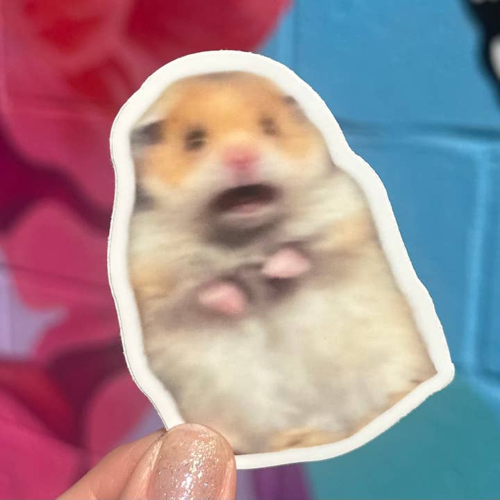 Hilarious Humanitarian - Wholesale Sticker - Scared Hamster Sticker1