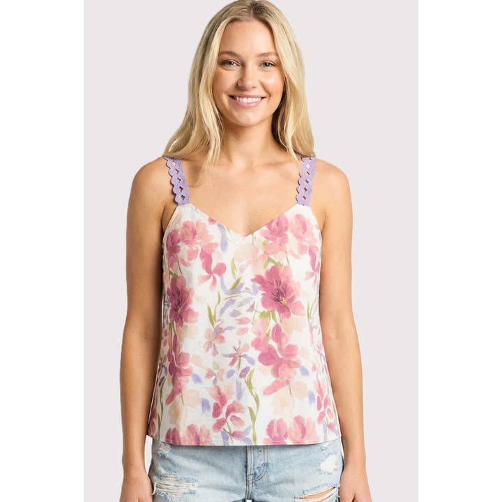 TOP DE TIRANTES FLORAL CON TIRAS RIC RAC para venta al por mayor de STACCATO