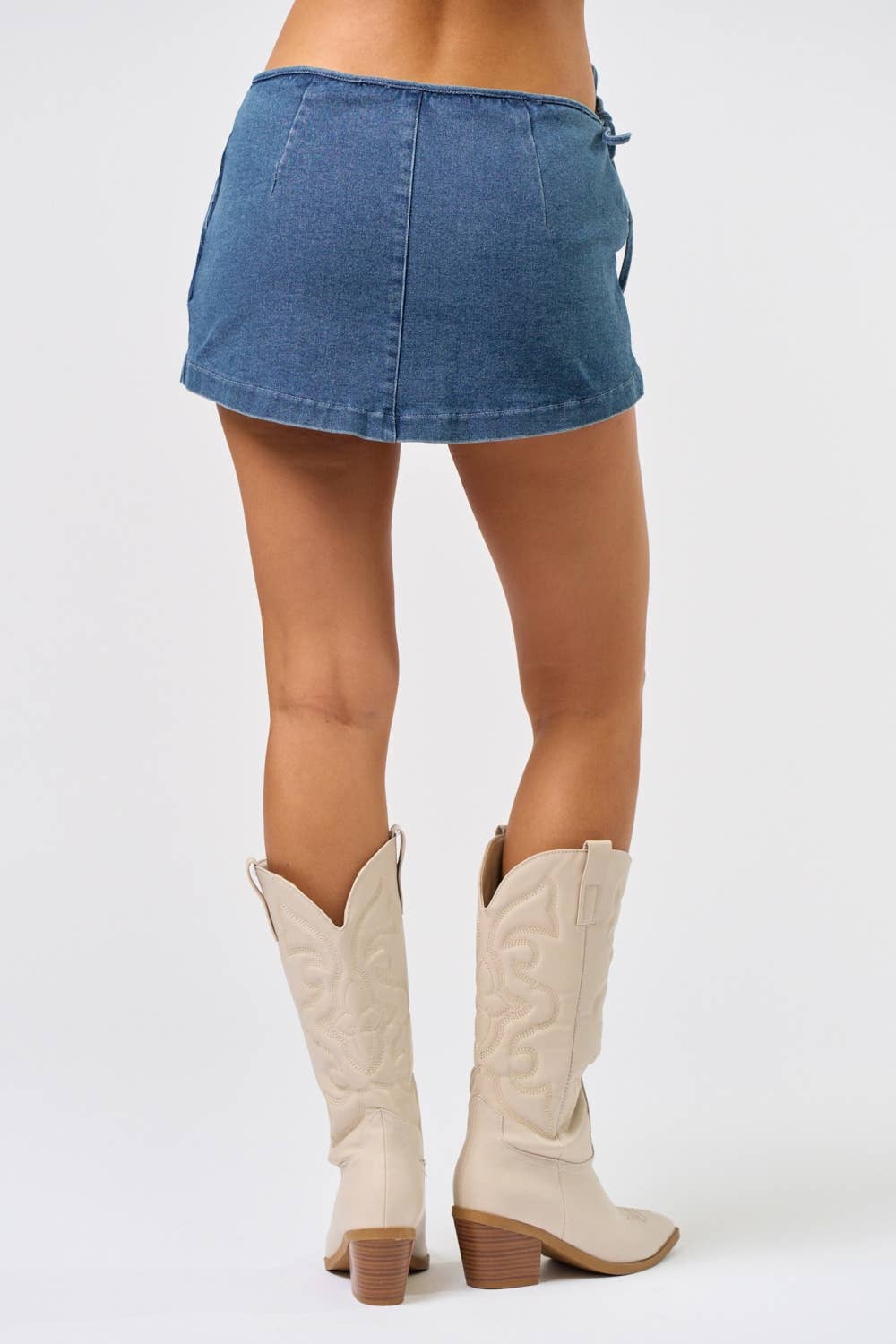 Denim Wrap Skirt with Built-In Shorts for wholesale on Faire3