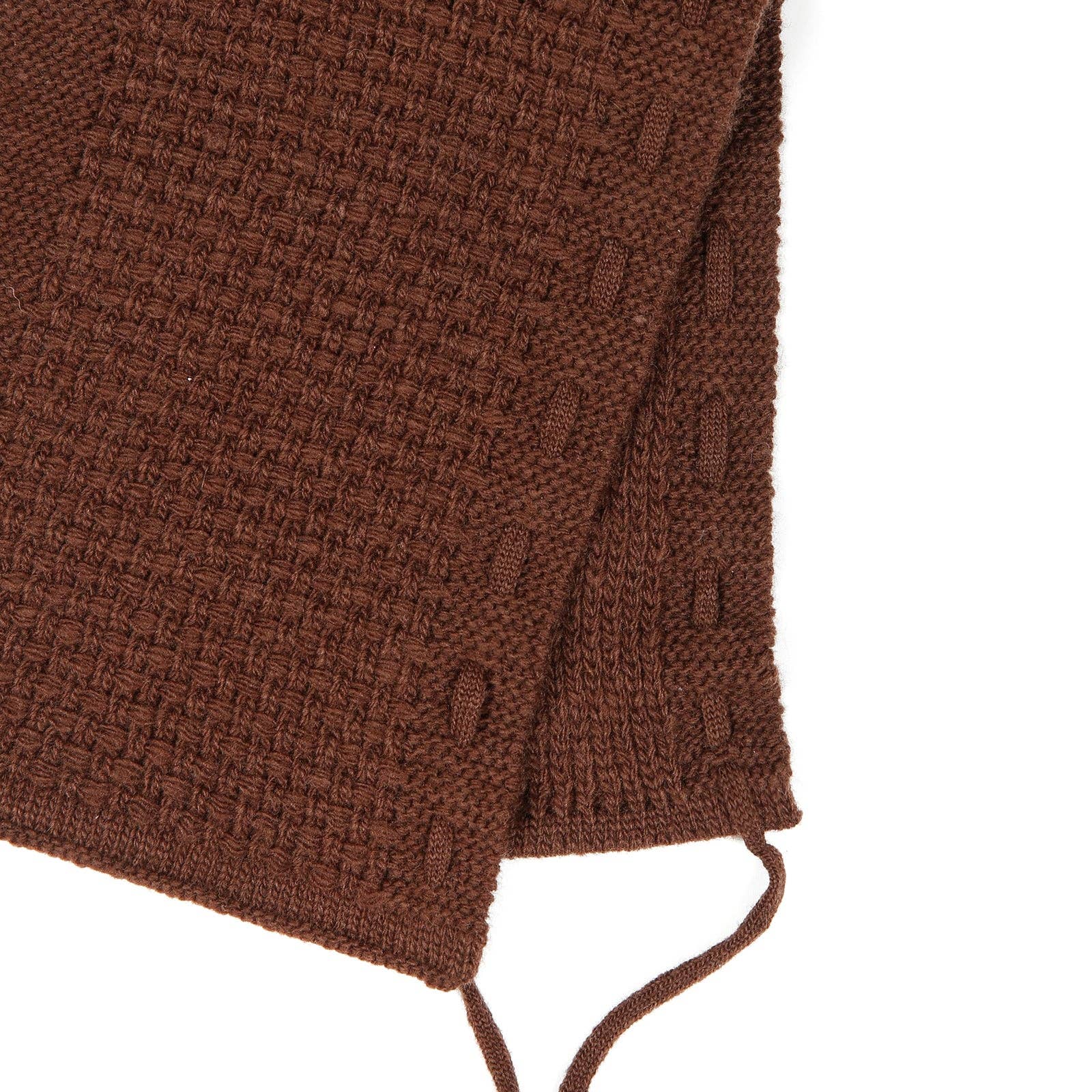 Knit Planet – wholesale Bonnet – baby – Checked Pattern Bonnet/ Collar Brown1