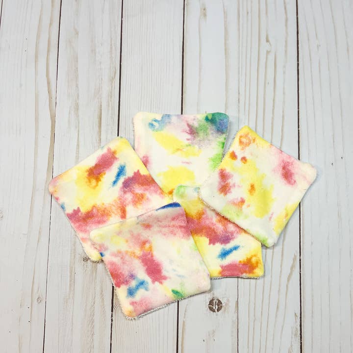 Tie Dye Reusable Make Up Wipes Set of 5 for wholesale by MommaLovesBest