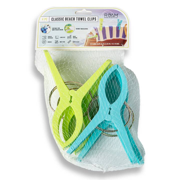 Core Home - Wholesale Beach Accessories - Set of 4 Large Classic Beach Towel Clips