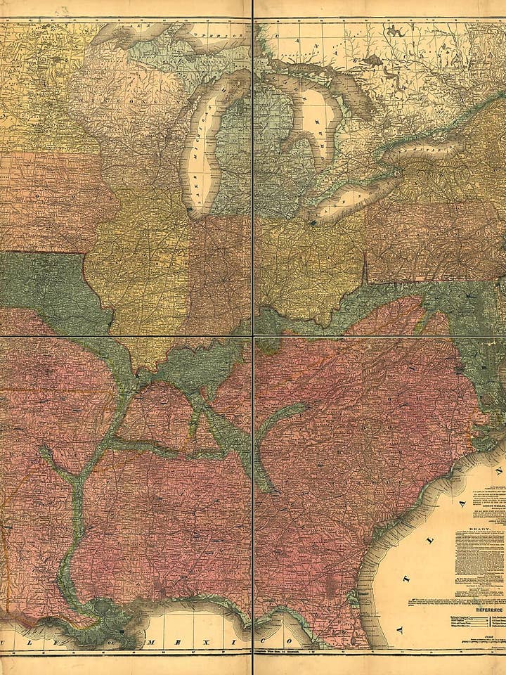 Novo Mapa de Lloyd dos Estados Unidos, do Canadá e de New Brunswick, a partir dos Levantamentos Mais Recentes, Mostrando Todas as Ferrovias e Estações Concluídas até Junho de 1863, e as Costas Atlântica e do Golfo a partir dos Relatórios Oficiais do Superintendente da Costa dos Estados Unidos. por atacado de Relic Map Co.