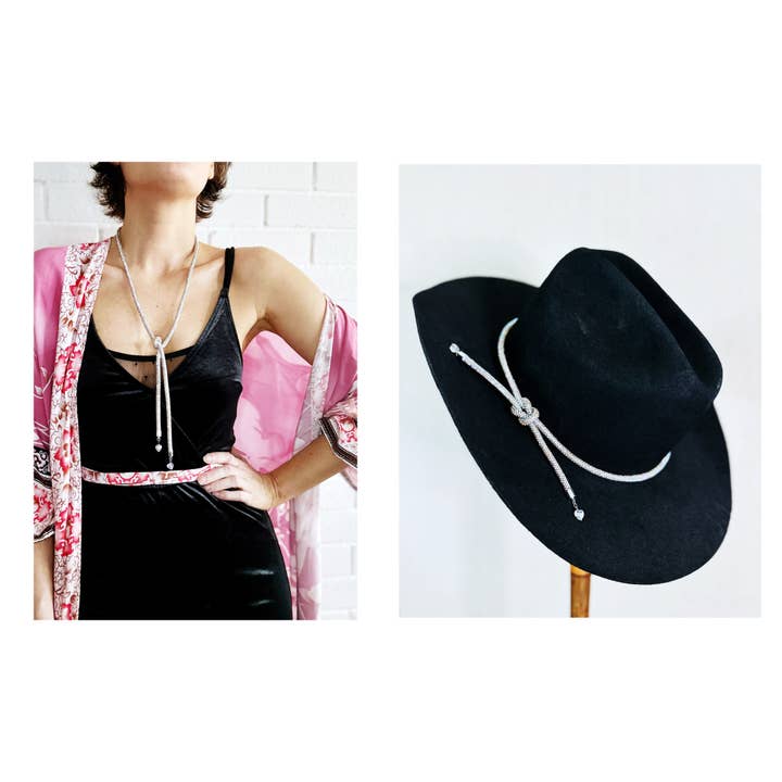 Sparkle Mini Heart Hatband / Lariat Necklace for wholesale by C. McGlennon Designs