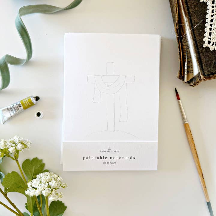 emily lex studio - Wholesale Stationery/Notecard Set - he is risen paintable watercolor notecard set1