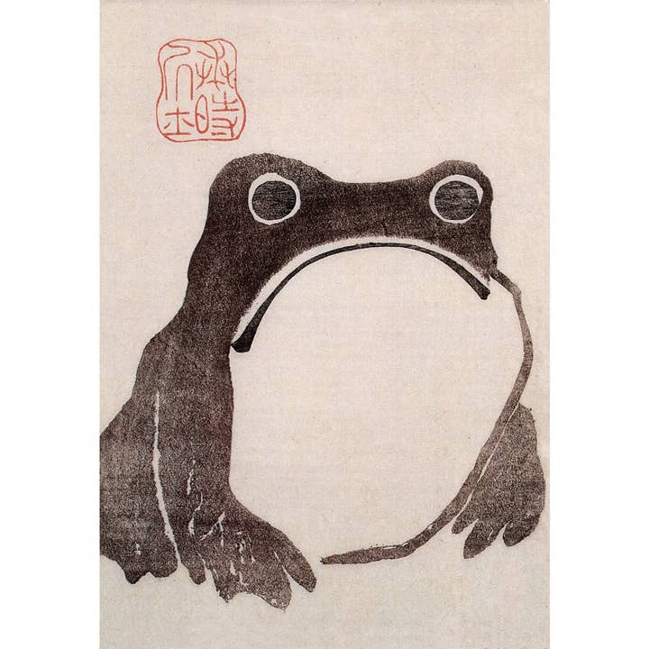 Japanese frog art print | Vintage Matsumoto Hoji Woodblock wall art | Cute angry toad | Asian animal art | Eco-Friendly gift for wholesale by Rock Paper Scissors Wall Art