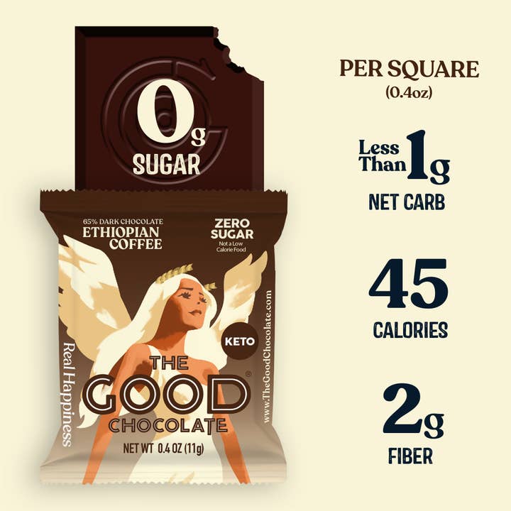 The Good Chocolate - Wholesale Chocolate Bar - Gravity Display Ethiopian Coffee Dark Choc Square (48ct)2