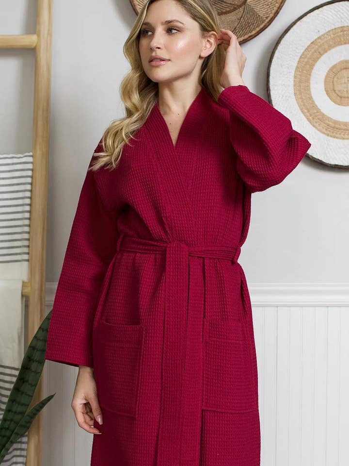 Lotus Linen - Wholesale Robe - Women's - Lightweight Cotton Waffle Robe for Women- SPA Bathrobe12