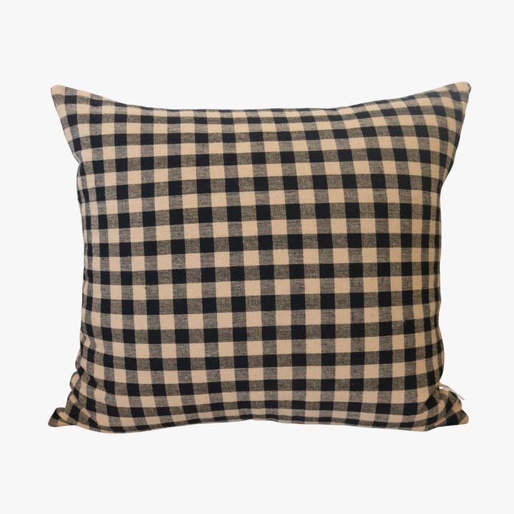 Tan and Black Gingham Pillow for wholesale by Pasqual McDermott Interiors