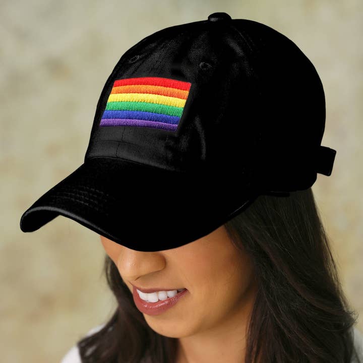 The Awareness Company - Wholesale Baseball Cap - Unisex - Rainbow Flag Baseball Hats in Black1
