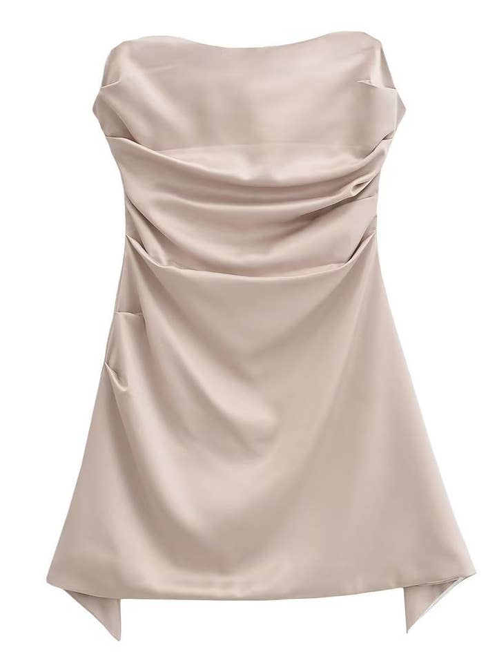 Ladies Solid Color Strapless Mini Dress KQ219 for wholesale by Sweetkama